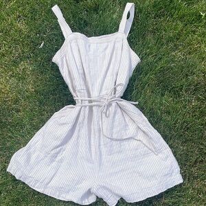 Old Navy tan/white stripe romper size L